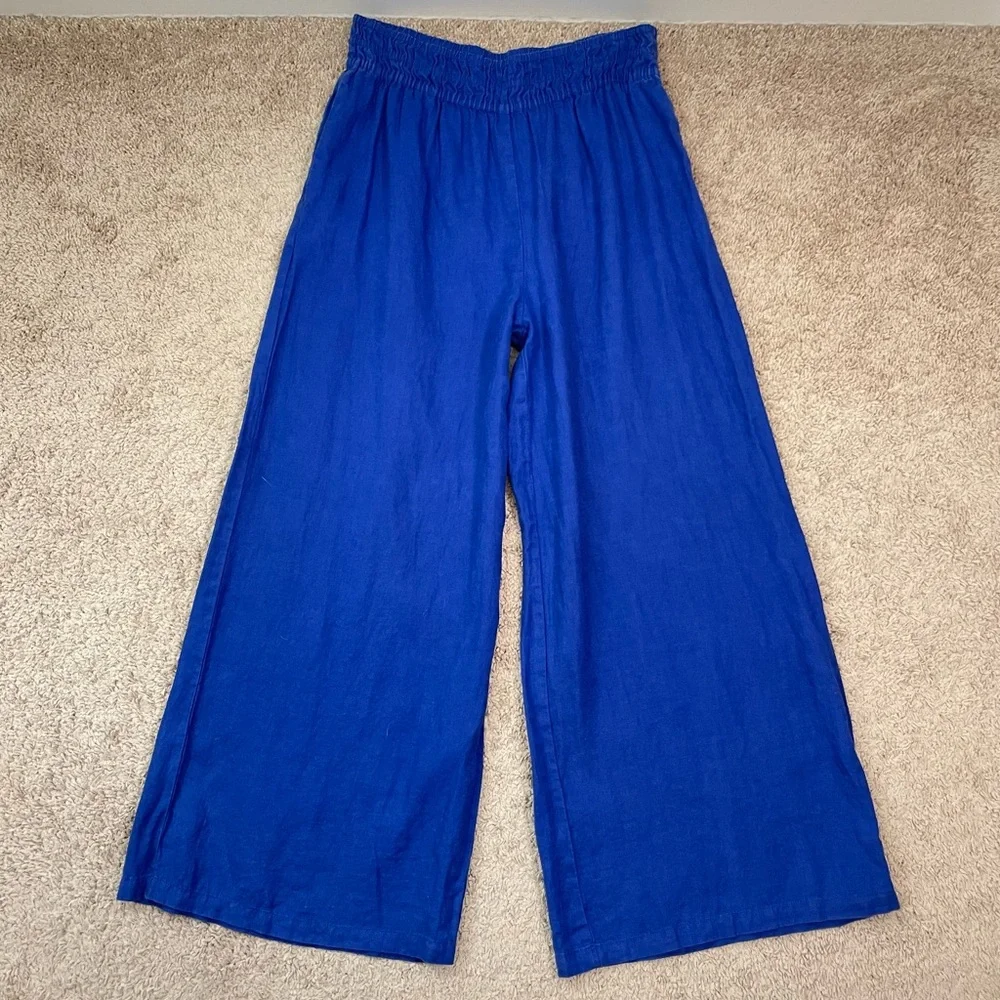 Anthropologie The Somerset Pull-On Pants: Linen Edition in Cobalt Blue Size MT - Picture 8 of 16